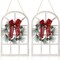 Wood Christmas Holiday Wall Hanging Indoor Outdoor Decorations Rustic Christmas Window Plaque Signs Wooden Arch with Wreath Christmas Home Party (Red-Black)